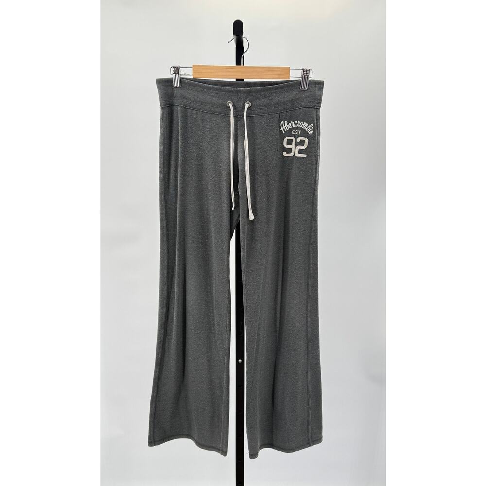 Y2K Abercrombie & Fitch Gray Wide Leg Pull On Logo Lounge S Pant Cozy Retro